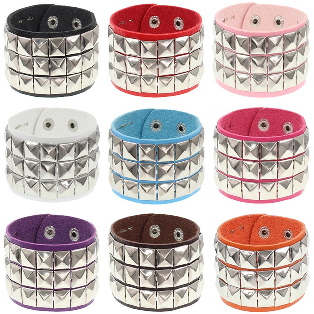 European & American Punk Street Style Rivet Leather Couple Bracelet for Nightclubs