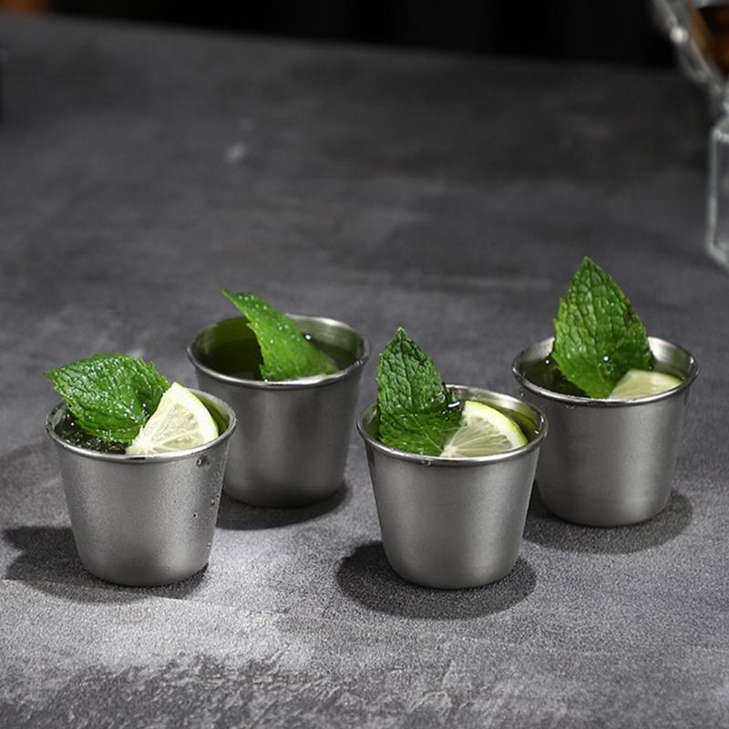 Stainless Steel Small Cocktails Shot Glasses Drinking Vessel Cup For Whiskeys Tequilas And Liquor Portable Barwares
