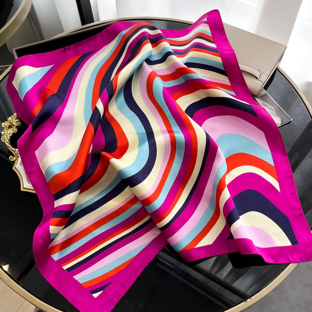 2025 New Luxury Square Silk Scarf for Women Hijab Hair Bands Neckerchief Female Satin Shawl Ribbon Headband Neck Fashion Bandana