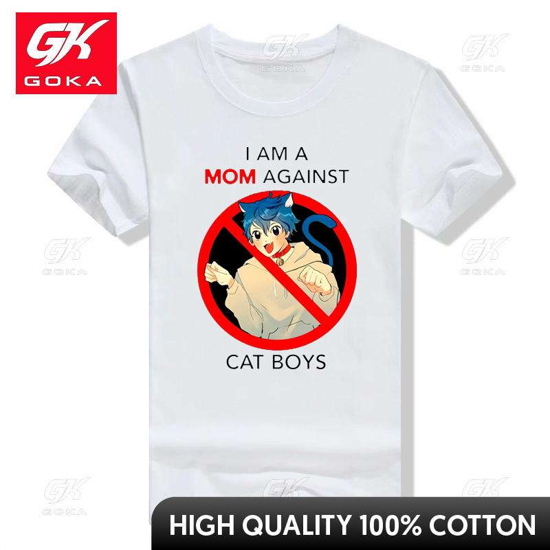 I Am A Mom Against Cat Boys Unisex Kawaii TShirt Funny Anime Cute Classic Tshirt Unisex Cotton Womens Top Oneck T Shirts S