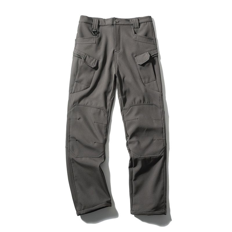 Niaojia Outdoor Cargo 511 Tactical Pants Men s Autumn and Winter Fleece-lined Thickened Pants Foreign Trade Men s Trousers Soft Shell Tactical Pants Dark gray XL