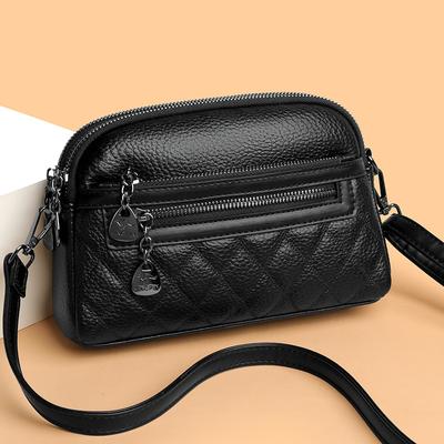 Embroidered Diamond-shaped Urban Simple Single-shoulder Crossbody Bag Fashionable PU Oval Small Crossbody Bag