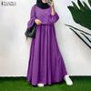 Muslim Women Casual Round Neck Long Sleeve Loose Long Dress