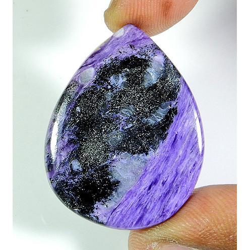 

44Cts. Natural Russian Charoite Pear Cabochon Loose Gemstone 26X34X04 MM PP-307