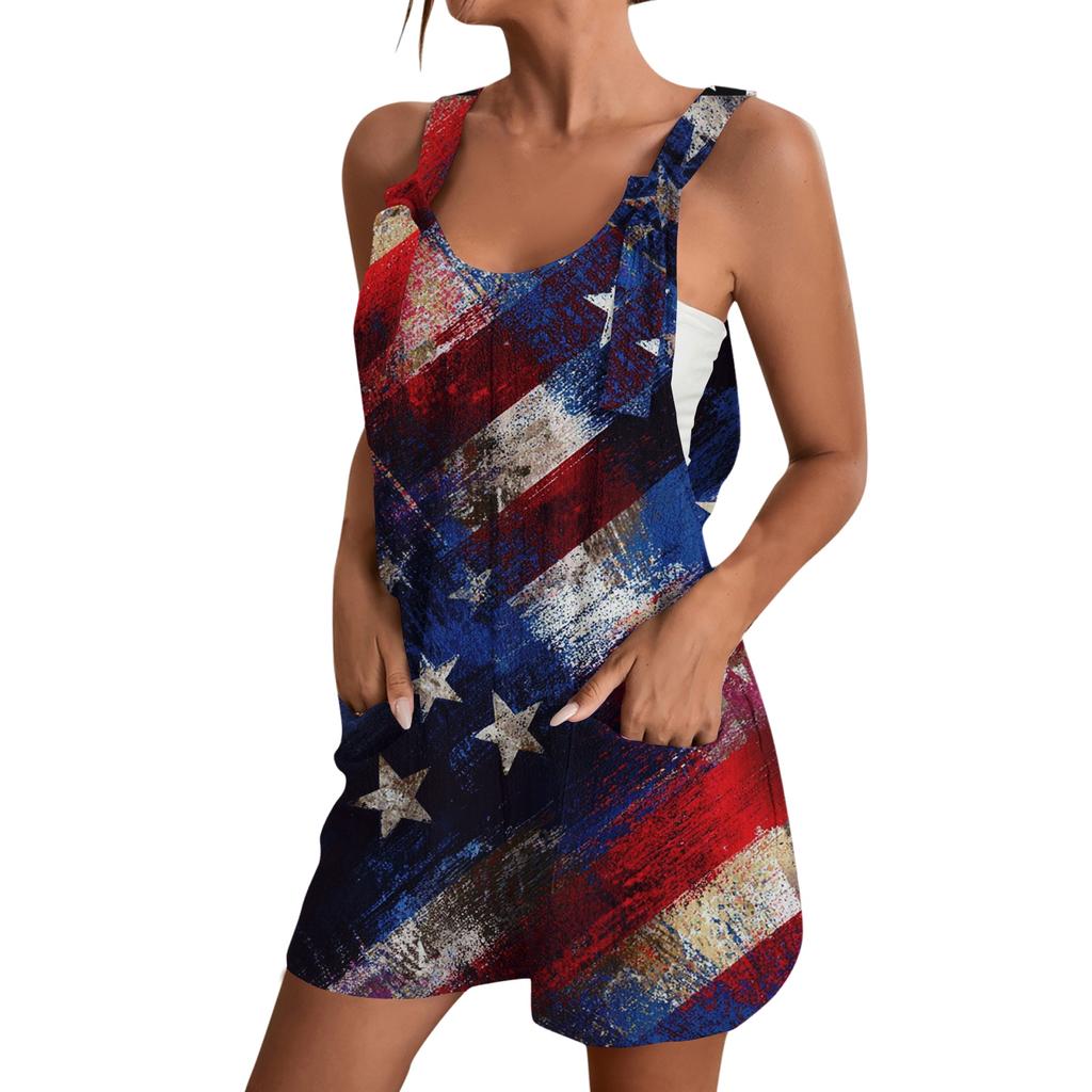 Rompers For Women Summer Casual Sleeveless Overall Comfy Loose Spaghetti Strap Romper Fashion Jumpsuit With Pockets