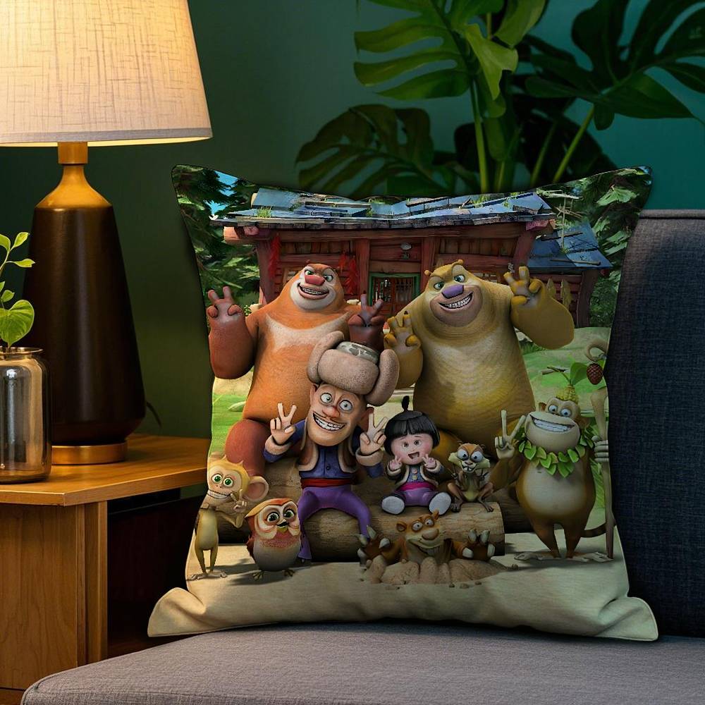 B-Boonie B-Bears Pillow Case Plush Linen Soft Double Sided Printed Design Throw Cushion Decorative Home