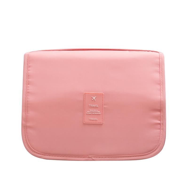 Twill Waterproof Hanging Toiletry Bag - Large Capacity, Portable, Hand-Held Cosmetic Organizer