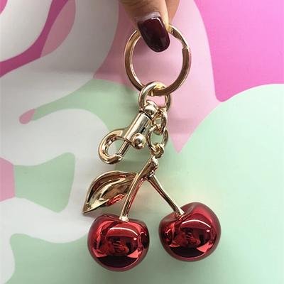 Fashion Glitter Mirror Face Red Cherry Pendant For Handbag Shoulder Bags Women's Keychain Bag Charms Accessories Gift
