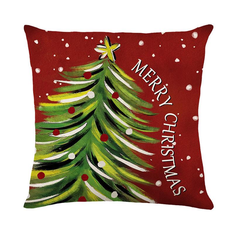 Christmas Pillowcase Decorative Linen Printed Porch Courtyard Sofa Home Decoration Pillowcase