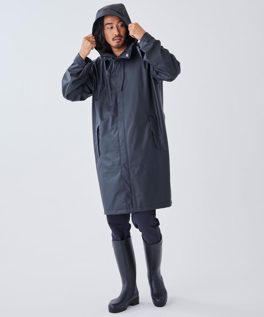 Aigle Official Waterproof Hooded Black Jacket, Long, Men's,