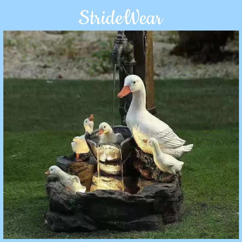 Charming Resin Squirrel And Duck Solar Fountain Garden Statue Unique Gift For All Occasions