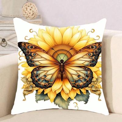 Sunflower Butterfly Print Soft Cushion Cover Living Room Sofa Decor Home Chair Car Bedroom Decorative Pillowcase Family Gifts