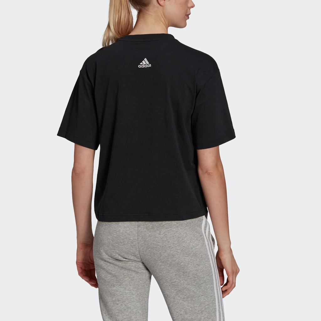Adidas W Big Logo T Print Sports Short Sleeve Drop Shoulder T-Shirt Women Tops Black GV5174