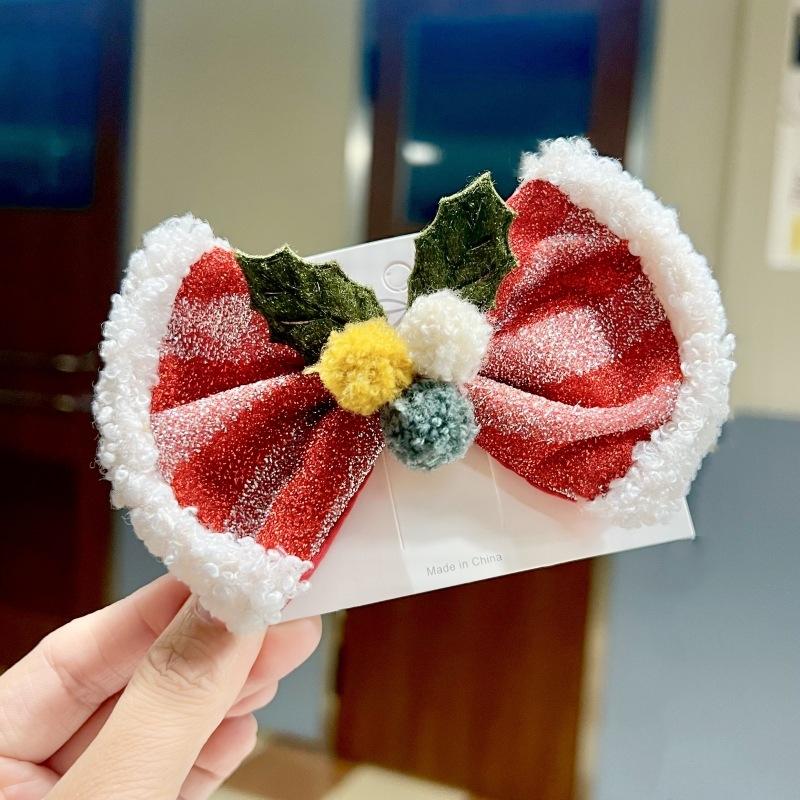 

Заколка для волос с рождественским бантом для девочек, милая заколка-бабочка для девочек, заколка в стиле Лолиты, очаровательные аксессуары для головных уборов one size