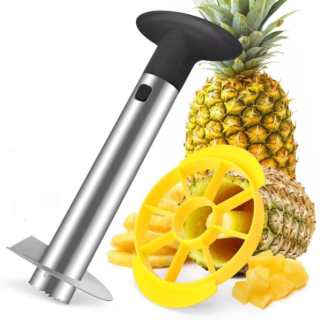 

Інструмент для видалення серцевини та нарізки ананаса з нержавіючої сталі. Різак для ананаса з гострими зазубреними кінчиками. Різак. Кухонні нарізки. Кухонні інструменти. чорний