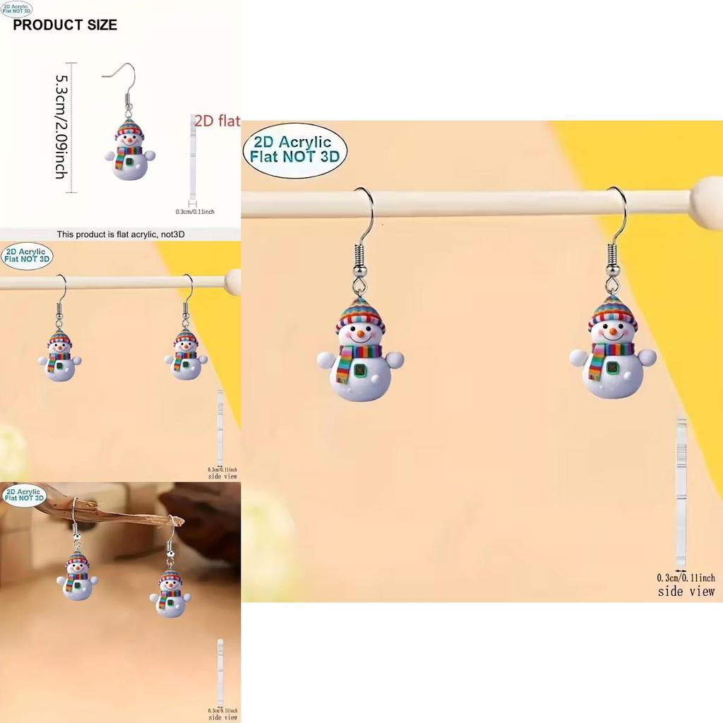 Festliche Schneemann Acryl Charakter Ohrringe mit 925er Silber Stiften für Weihnachtsgeschenke