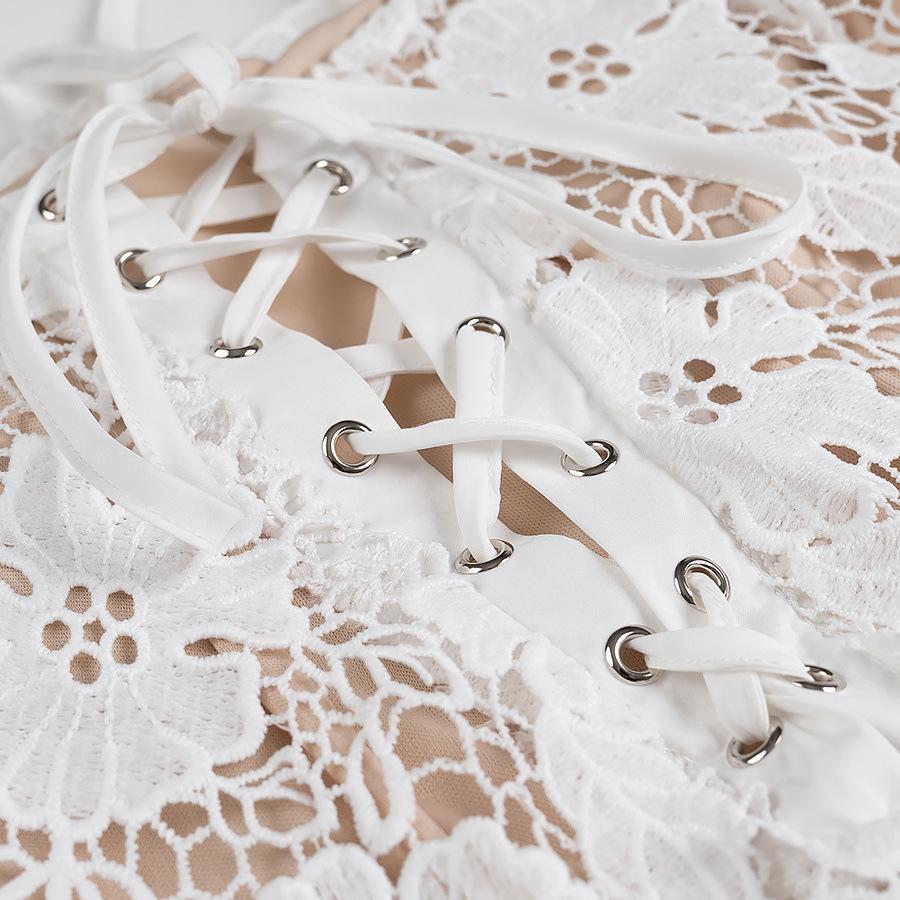 2025 Frühling Damen Schnür-Slim-Fit Schlitz Spitzen-Camisole-Kleid