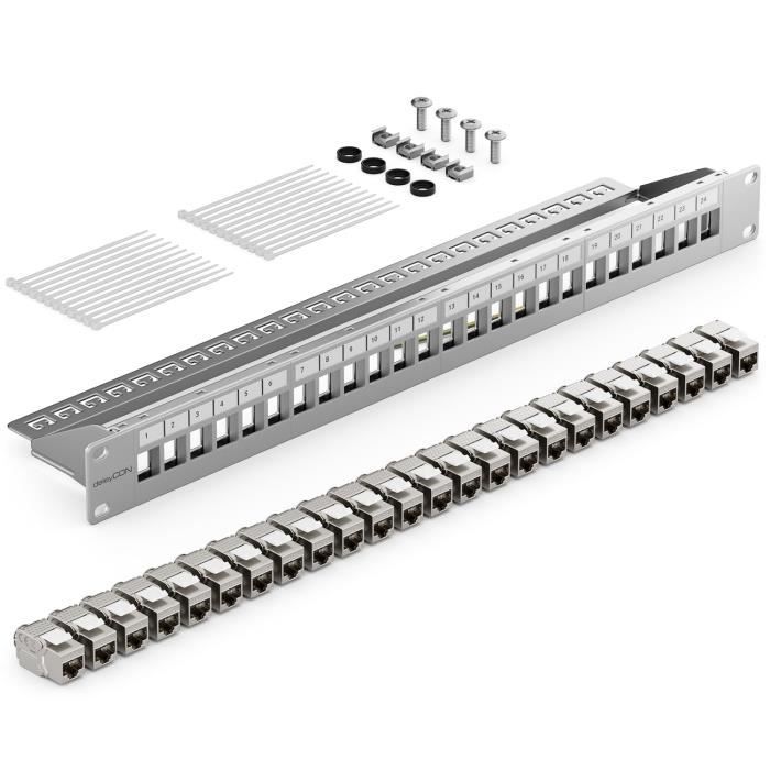Panneau de brassage modulaire - deleycon - mk5392 - 24 ports - cat 6a - installation rack 19"