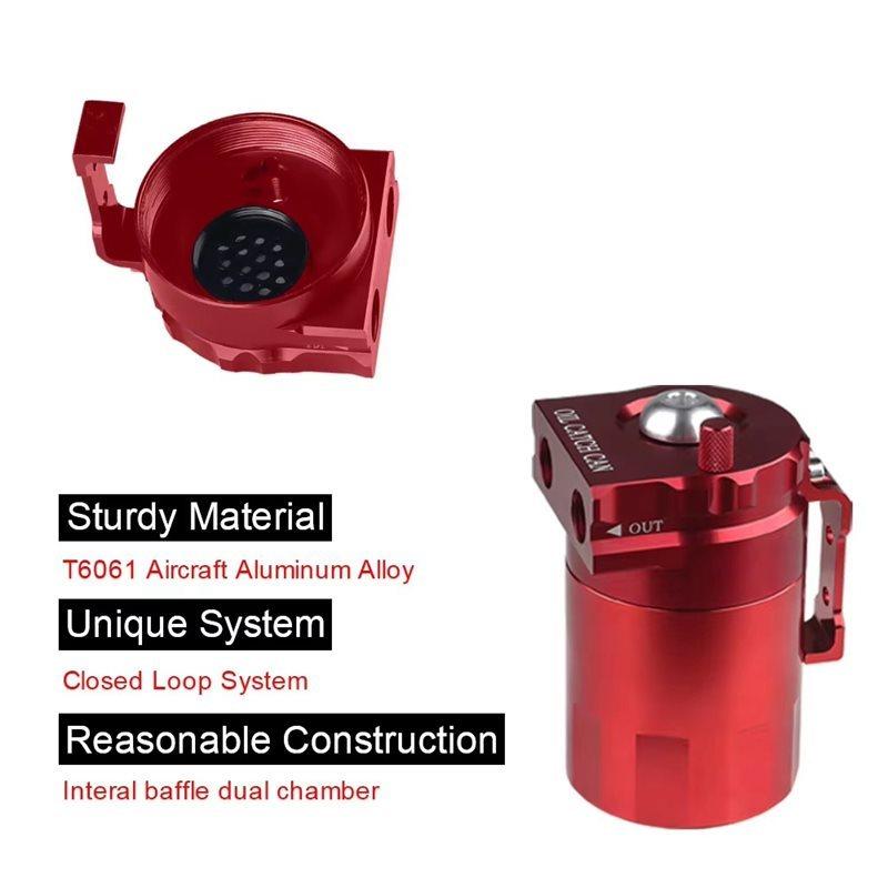 Car Baffled Oil Catch Can Tank Kit For PCV System Red Universal Baffled Catch Can Kit