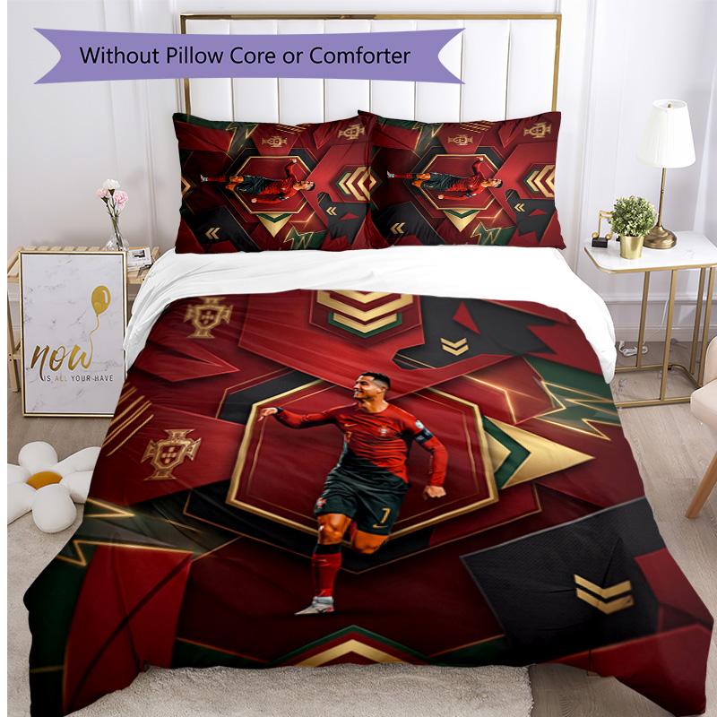 Cristiano Ronaldo Printed Bedding 3 Piece Set Cozy Breathable Bed Cover Set As Housewarming Holiday Gift
