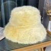 New Big Fluffy Faux Fur Bucket Hats For Women Luxury Plush Fisherman'S Hat Winter Warm Fashion Colorful And Gorgeous Party Hat