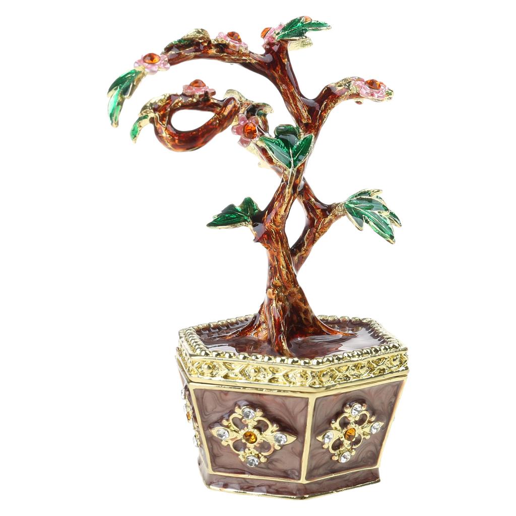 Creative Money Tree Shaped Desktop Ornament Jewelry Organizer Box with Lid Storage Container for Sorting Small Item