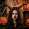 Pu Halloween Horns Headband Ox Horn Halloween Hair Hoop Personality Cosplay Hairband  Photo Props
