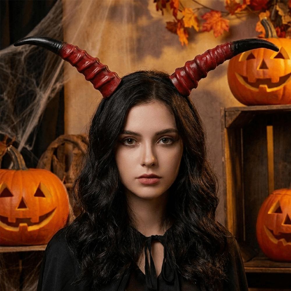 Pu Halloween Horns Headband Ox Horn Halloween Hair Hoop Personality Cosplay Hairband Photo Props