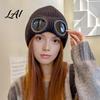Unisex Winter Rijkleding Gebreide Muts met Skibril Warm Ski Afneembaar Sneeuwboarden Beschermingsaccessoires Gezichtsbeschermer Koud Weer Winddichte Skullcap