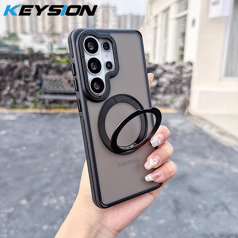 KEYSION Custodia Magnetica Traslucida Opaca per Telefono per Samsung Galaxy S25 S26 Ultra 5G S26+ Supporto ad Anello Rotante a 360° Copertura Antiurto