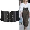 Metal Circle Ring Slimming Body Zipper Elastic Belt Wide Waist Belt Female Waistband Cummerbunds