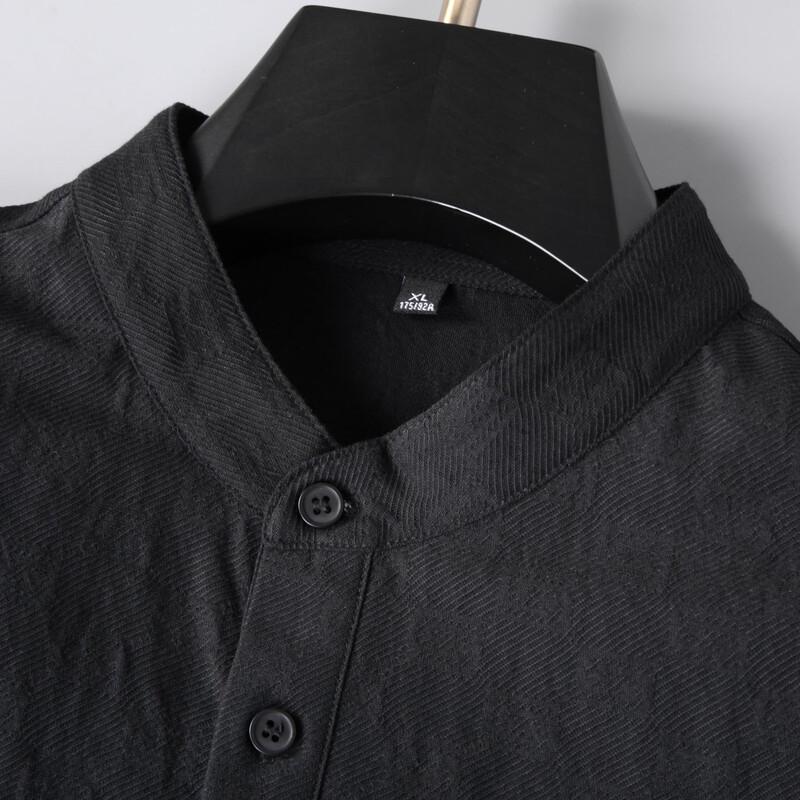 Dibinzhe Men's Plus Size Chinese Style Stand Collar Short Sleeve T-Shirt
