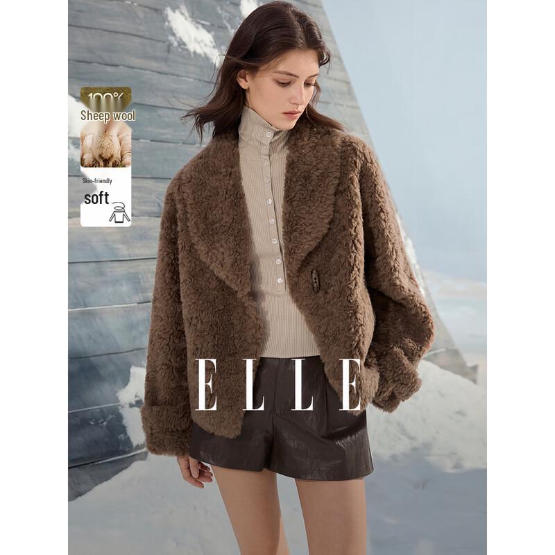 ELLE 100% Lamb Wool Retro Plush Short Jacket S