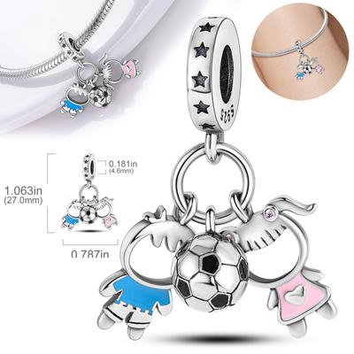 Charms Copper Cute Boy And Girl Football Pendantss Fit Charms Plata Original Bracelet Beads Women Jewellery Making Diy