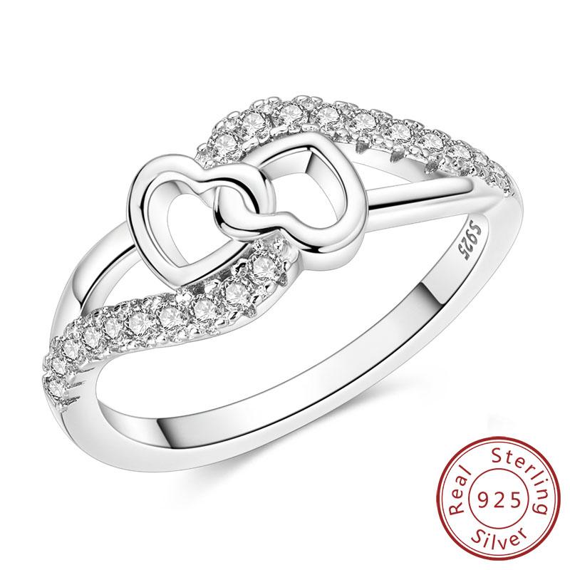 New Original 925 Sterling Silver Rings Stackable Infinite Silver Zircon Ring For Women Wedding Anniversary Birthday Jewelry Gift