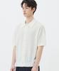 TRILLION Washable Boucle Collar Short Sleeve Knit (Cream White)