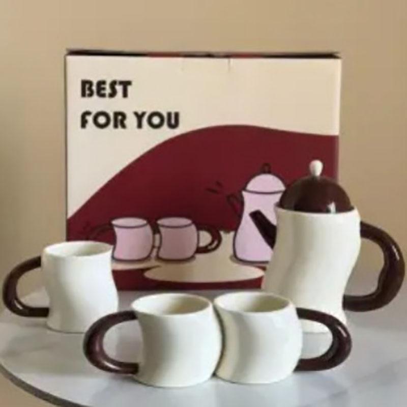 Creative Bending Design Coffee Mug Ceramic Cups Dining Table Milk Mugs Afternoon Tea Teacup Water Cup Fruits Juice Container