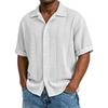 Mens Jacquard Short Sleeve Casual Loose Lapel Solid Vacation Beach Shirt
