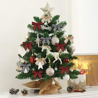 Christmas Mini Bow Ornaments Red Black Plaid Gingham Ribbon Decoration Xmas Tree Wreath New Year Party Decor Gift Package Supply