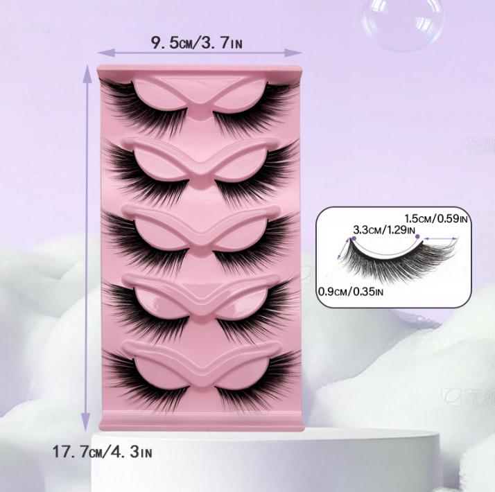 

European and American style 5 pairs of fox style diagonal flying false eyelashes, natural black stem cat eye false eyelashes DM-00051