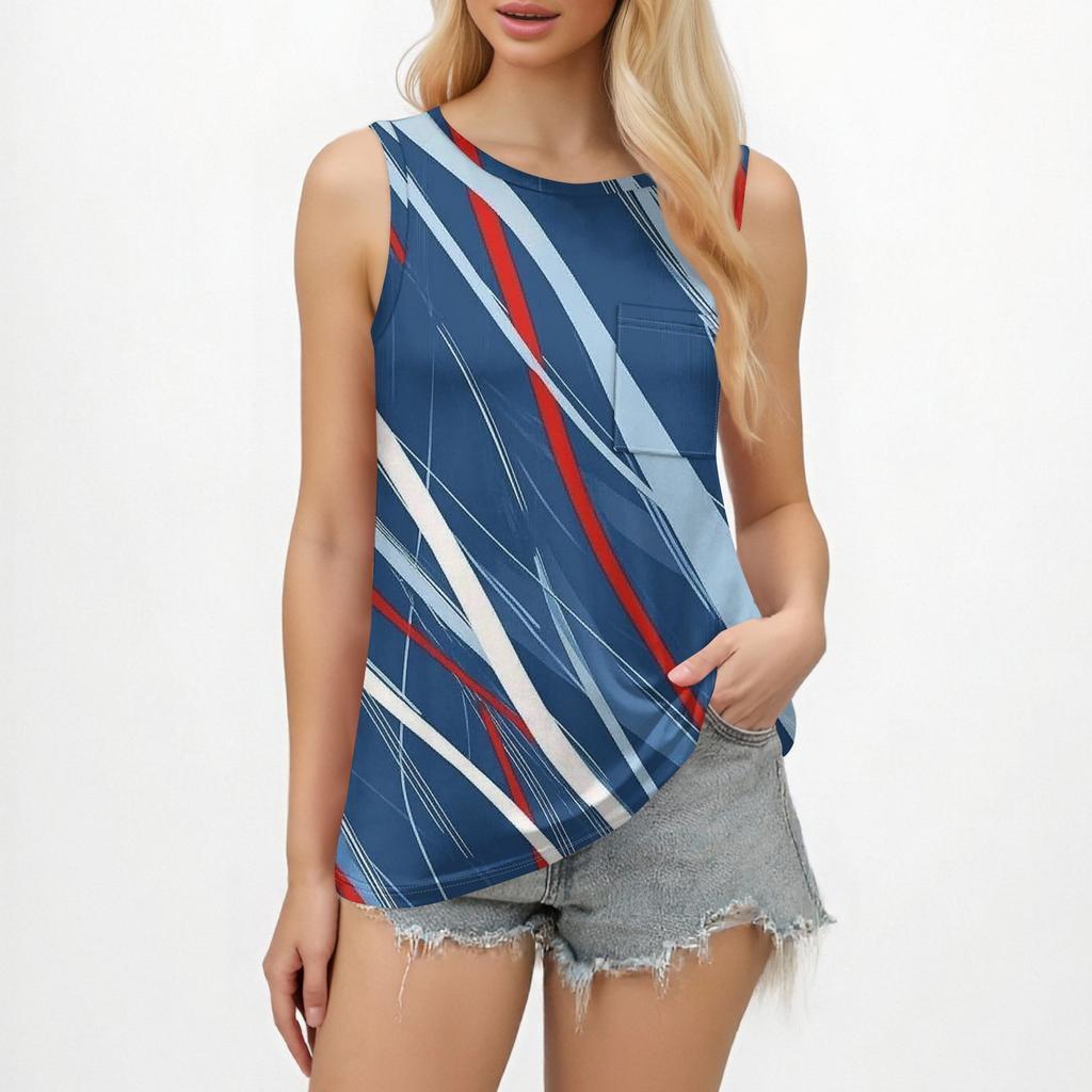 Women's Tank Tops 2025 Loose Fit High Neck Summer Top Dressy Casual Sleeveless Shirts With Pocket