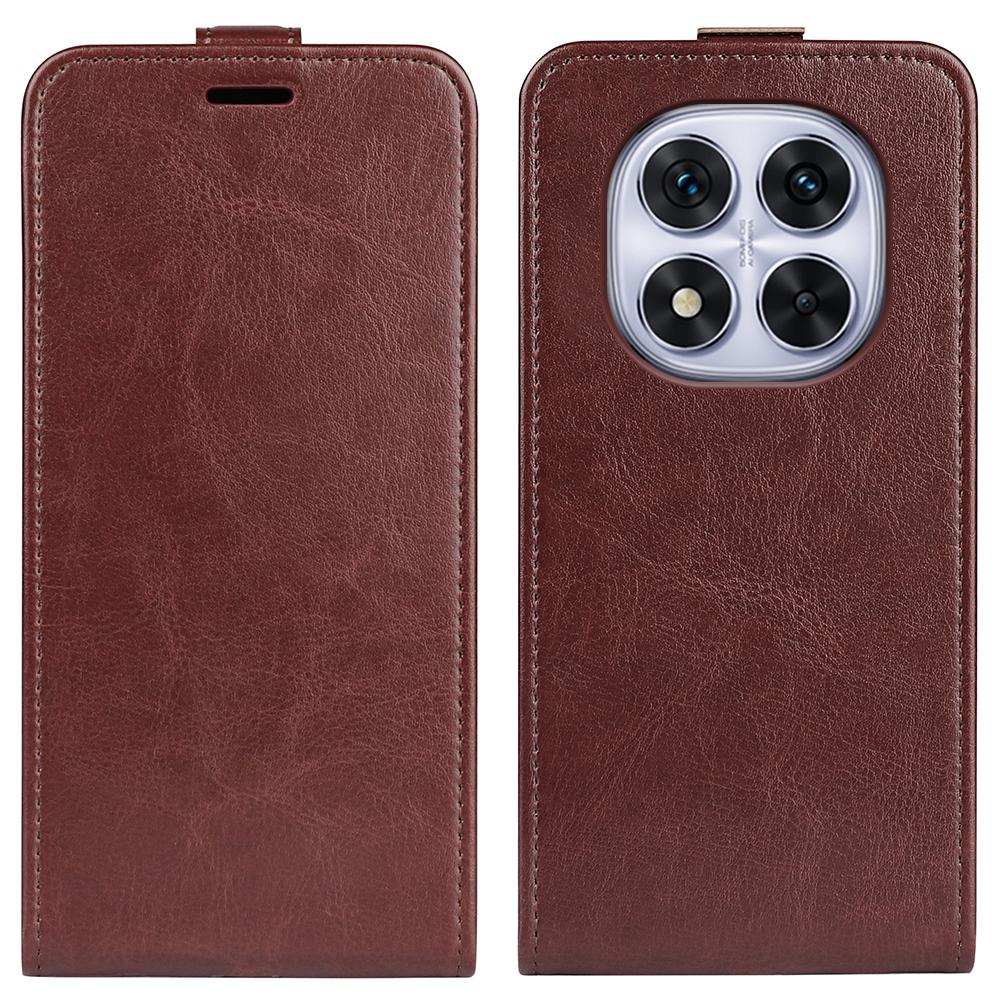 

Чохол для Xiaomi Redmi Note 14 Pro 5G/Poco X7 5G з відділеннями для карток, шкіряна телефонна кришка з вертикальним відкиданням Brown