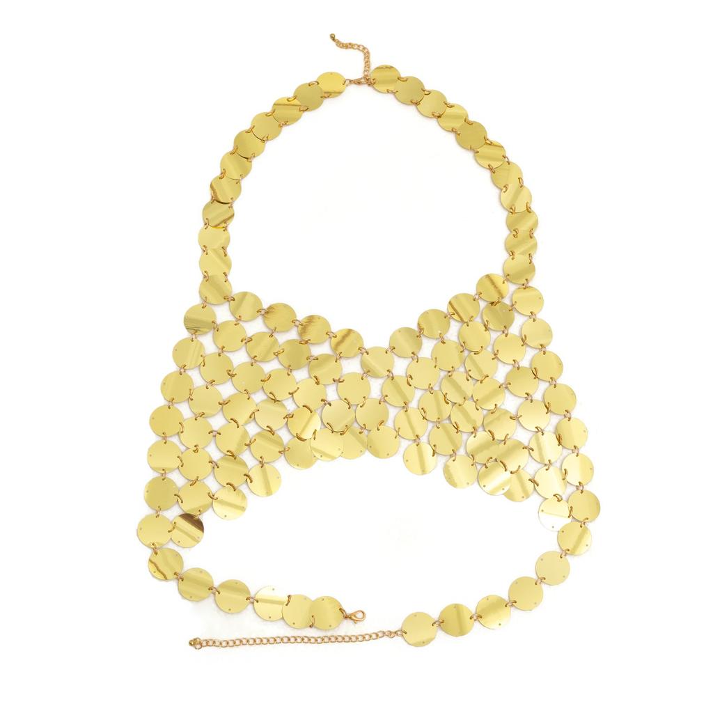 Accessories Sexy Splicing Halter Bikini Body Chain Beach Shiny Sexy Sequins Handmade Breast Chain