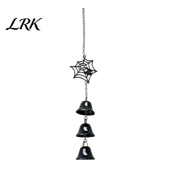 Weather Resistant Garden Art Halloween Spider Web Wind Chime, Metal Hanging Ornament with 3D Chimes Decor, Weather-Resistant Yard Accent for Cobweb