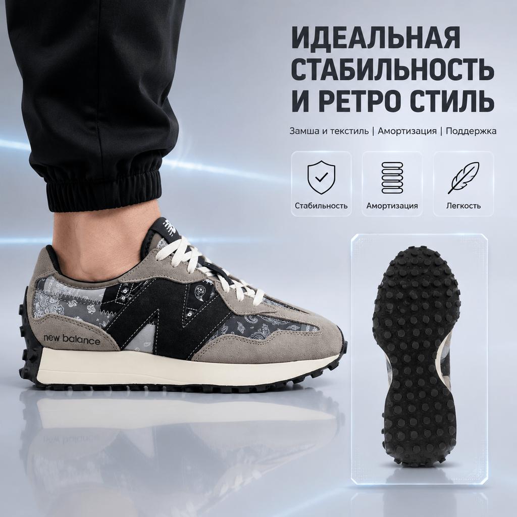 Shoe Palace x New Balance 327 Unity Pack - Heritage Grey Herren-Sneaker Schwarz MS327SPG