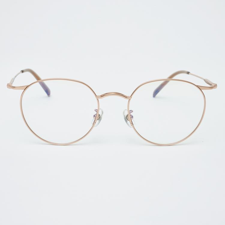 Alloaiweeo [Illusionist] Oversized Round Titanium Rose Gold Eyeglass Frames Il8404 2424G