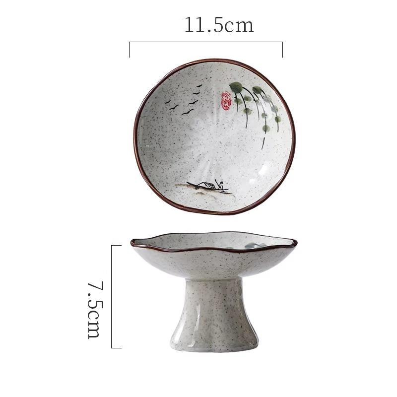 Neues Chinesisches Dessert Hoher Teller Kleiner Snack Erfrischungsteller Retro Keramikteller Nachmittagstee Snack Haushaltswaren