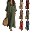 Women's Retro Plaid Loose Fit Cotton Linen Casual Dress