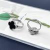 New 15mm Large Fashion Clover Ring Adjustable Opening Ring Simple Personalized Ring