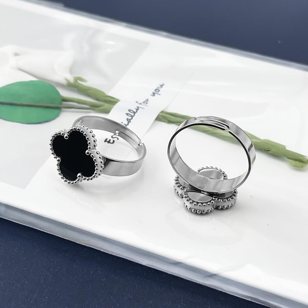 New 15mm Large Fashion Clover Ring Adjustable Opening Ring Simple Personalized Ring